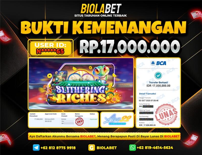 BIOLABET JACKPOT Live22  Rp.17.000.000.,- LUNAS
