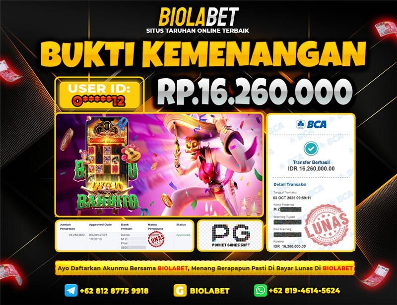 BIOLABET JACKPOT PG Soft Rp.16.260.000.,- LUNAS