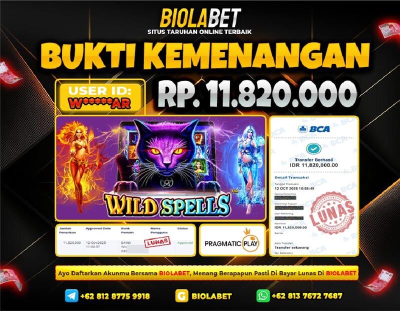 BIOLABET JACKPOT Pragmatic Play Rp.11.820.000.,- LUNAS