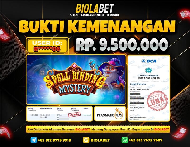 BIOLABET JACKPOT Pragmatic Play Rp.9.500.000.,- LUNAS