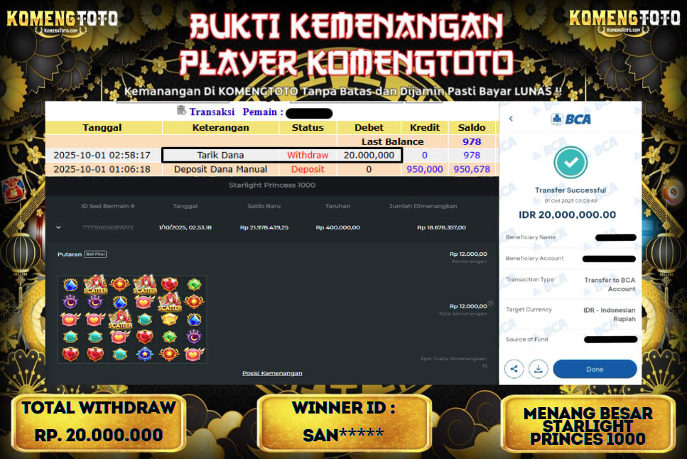 LAGI & LAGI!! KEMENANGAN BESAR DI SLOT STARLIGHT PRINCESS 1000  SEBESAR Rp.20.000.000 KOMENGTOTO BAYAR LUNAS SECEPAT KILAT !! KOMENGTOTO BAYAR SECEPAT KILAT !!