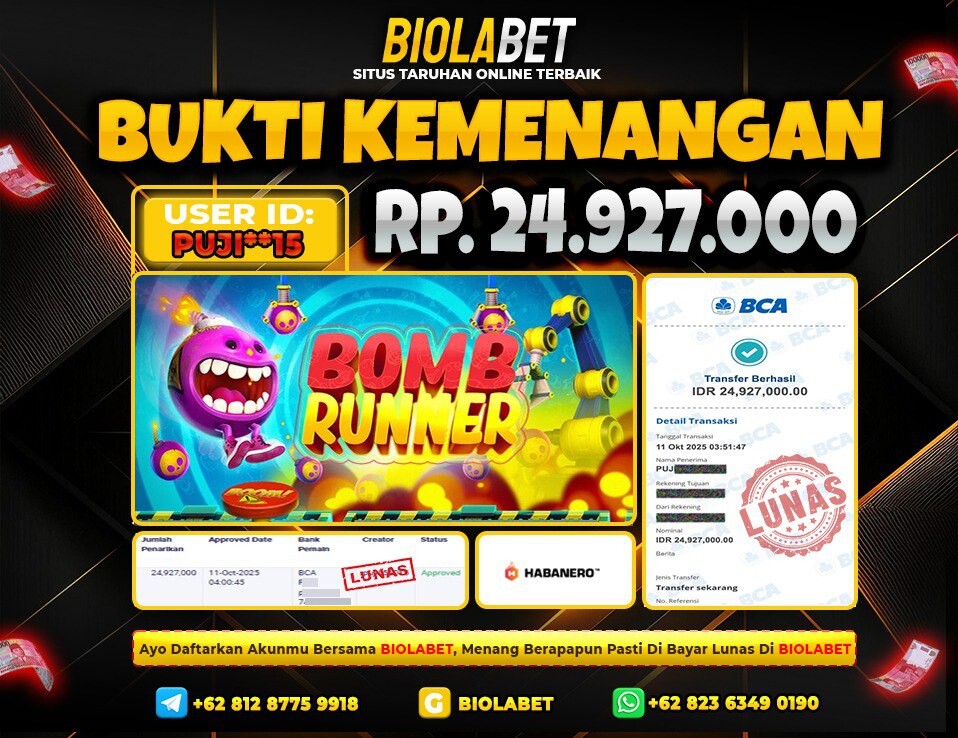 BIOLABET JACKPOT Habanero Rp.24.927.000.,- LUNAS