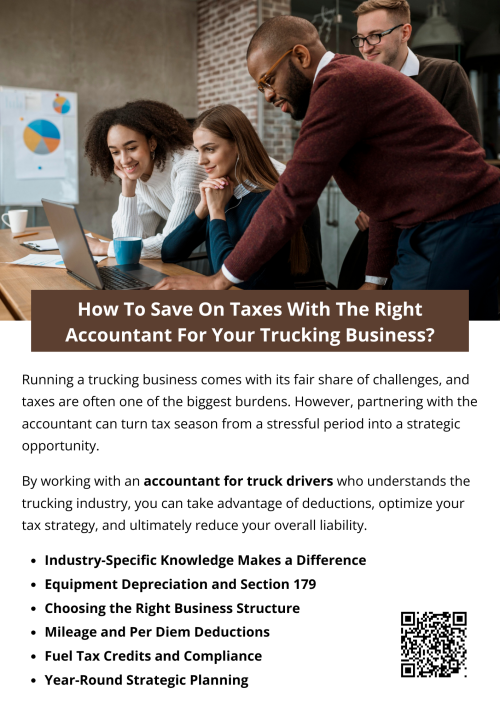 Working with the right accountant for truck drivers is not just about crunching numbers it is about building a strategy that saves you money and keeps you compliant. With expert guidance tailored to the unique needs of the trucking industry, you can reduce your tax burden and reinvest those savings back into your business. To know more visit here https://www.truckersprocpa.ca/trucking-accounting-services