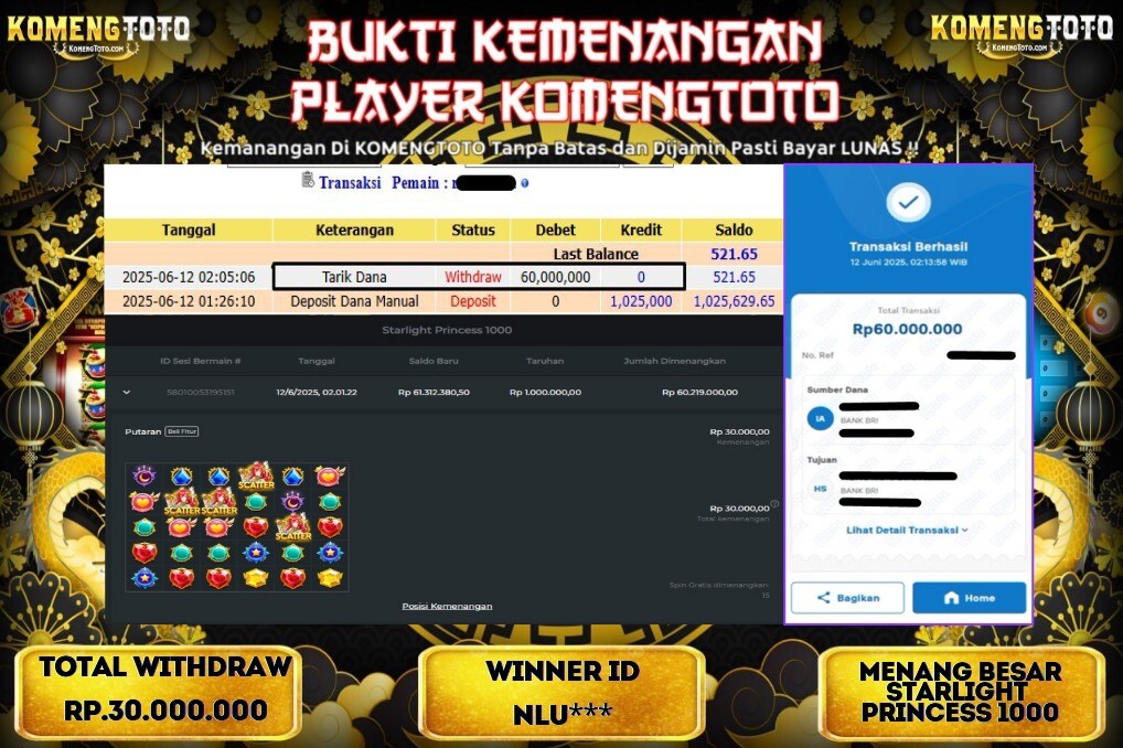 LAGI & LAGI!! KEMENANGAN BESAR DI SLOT STARLIGHT PRINCESS 1000 SEBESAR Rp.30.000.000 KOMENGTOTO BAYAR LUNAS SECEPAT KILAT !! KOMENGTOTO BAYAR SECEPAT KILAT !!