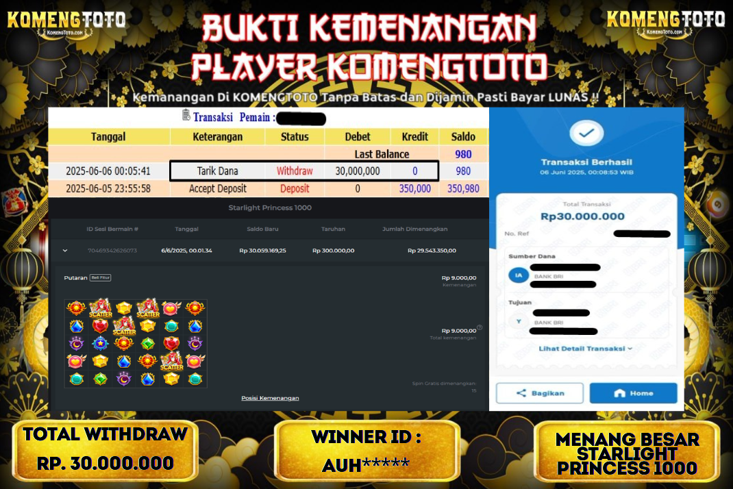 LAGI & LAGI!! KEMENANGAN BESAR DI SLOT STARLIGHT PRINCESS 1000 SEBESAR Rp.30.000.000 KOMENGTOTO BAYAR LUNAS SECEPAT KILAT !! KOMENGTOTO BAYAR SECEPAT KILAT !!