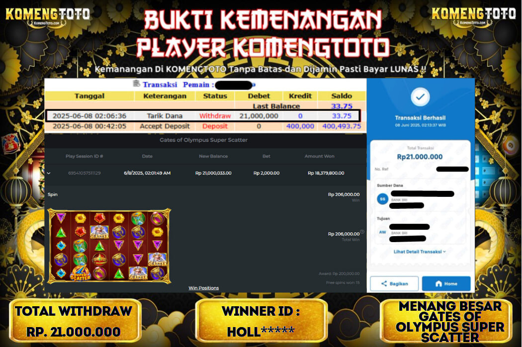LAGI & LAGI!! KEMENANGAN BESAR DI SLOT GATES OF OLYMPUS SUPER SCATTER SEBESAR Rp.21.000.000 KOMENGTOTO BAYAR LUNAS SECEPAT KILAT !! KOMENGTOTO BAYAR SECEPAT KILAT !!
