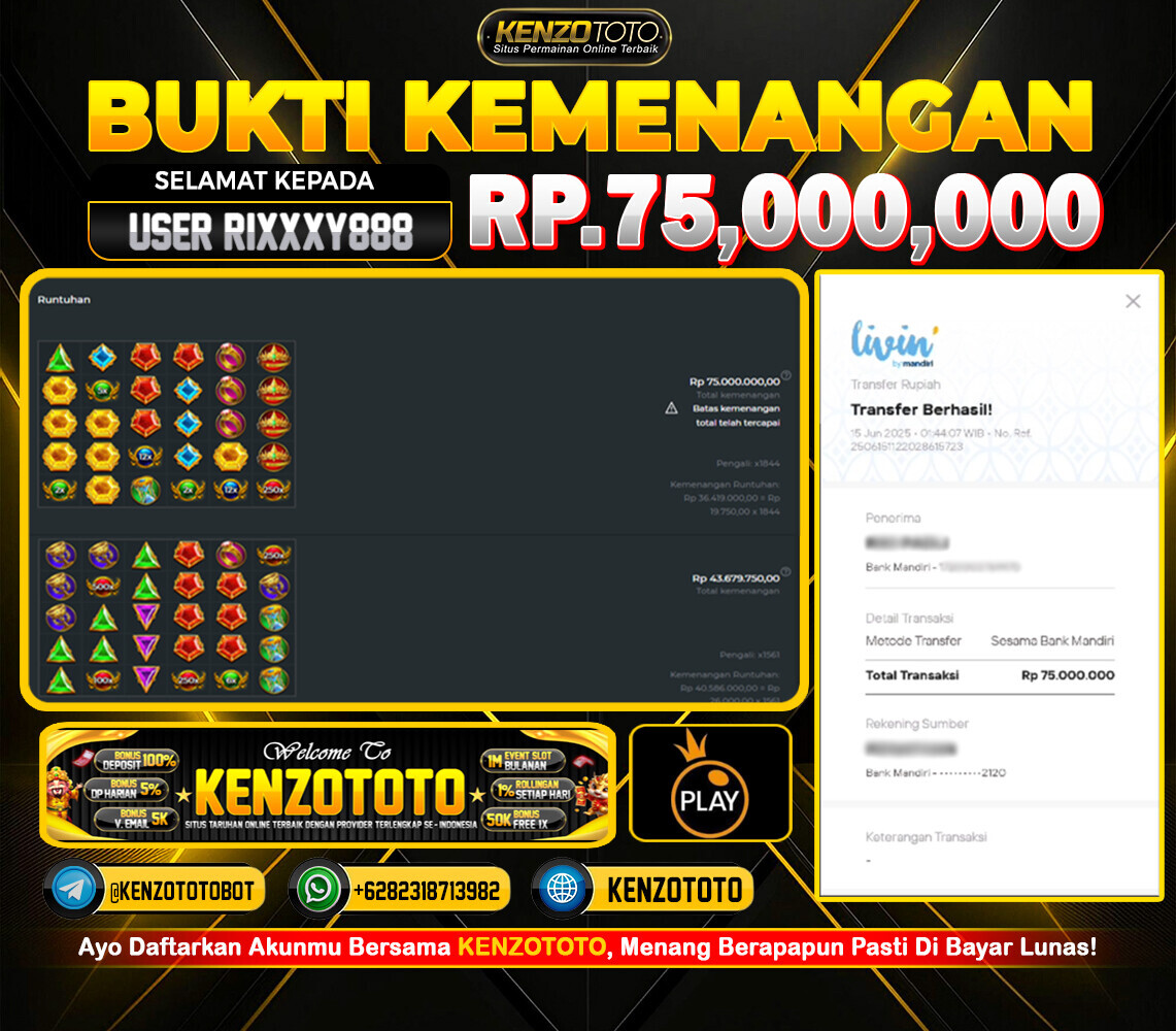 🎉 75 JUTA CAIR KE RIXXXYY888! KENZOTOTO NGGAK MAIN-MAIN URUSAN CUAN! 🔥