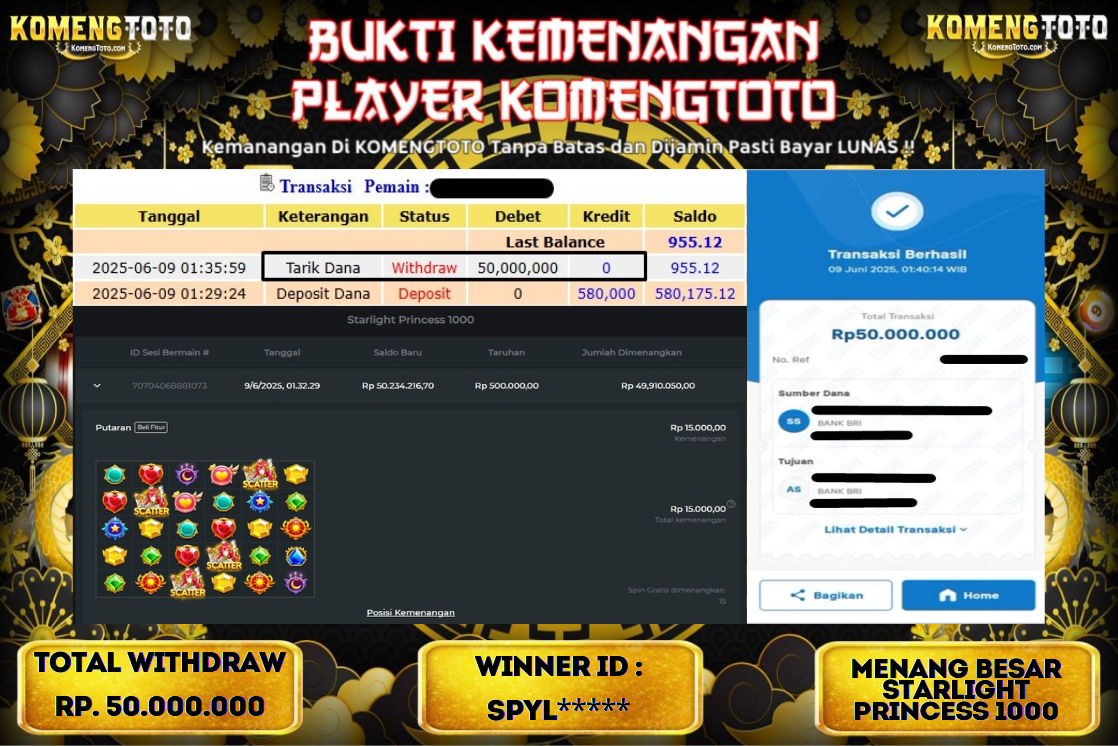 LAGI & LAGI!! KEMENANGAN BESAR DI SLOT STARLIGHT PRINCESS 1000 SEBESAR Rp.50.000.000 KOMENGTOTO BAYAR LUNAS SECEPAT KILAT !! KOMENGTOTO BAYAR SECEPAT KILAT !!