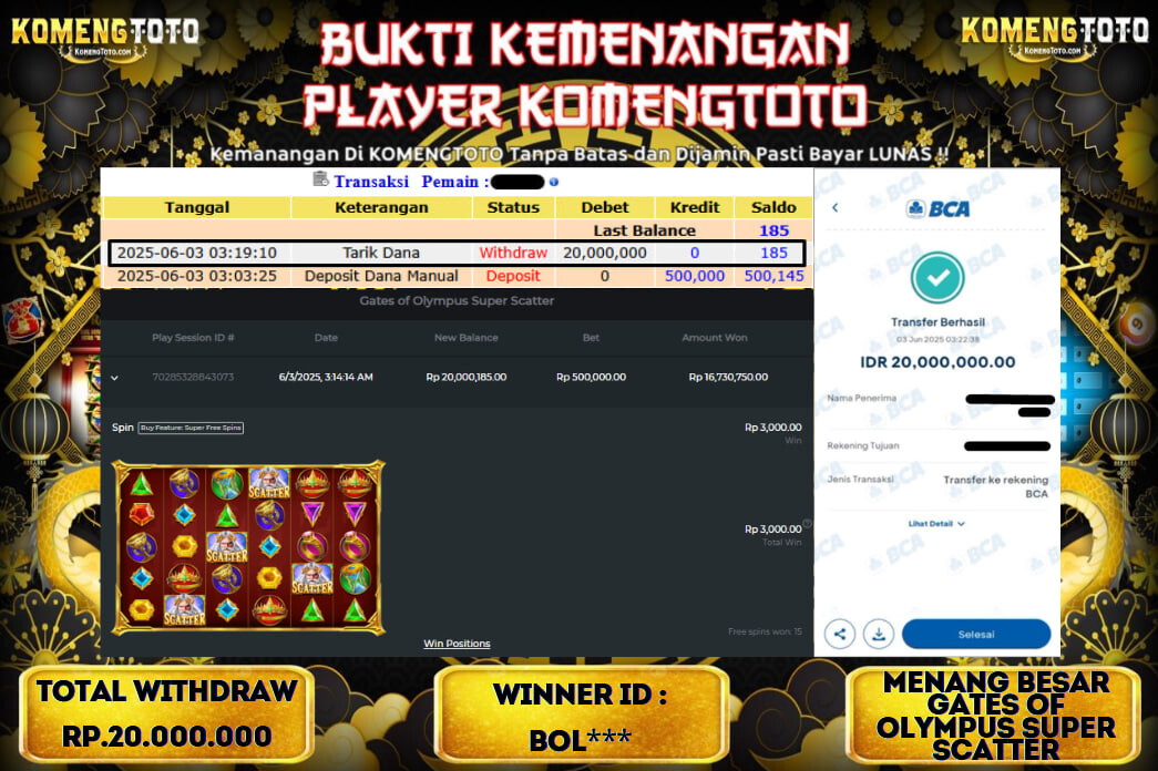 LAGI & LAGI!! KEMENANGAN BESAR DI SLOT  GATES OF OLYMPUS SUPER SCATTER  SEBESAR Rp.20.000.000 KOMENGTOTO BAYAR LUNAS SECEPAT KILAT !! KOMENGTOTO BAYAR SECEPAT KILAT !!