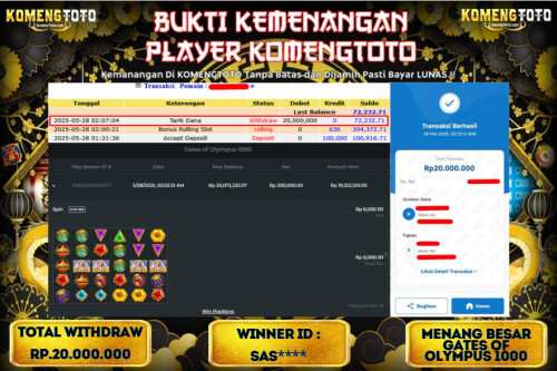 LAGI & LAGI!! KEMENANGAN BESAR DI SLOT GATES OF OLYMPUS 1000 SEBESAR Rp.20.000.000 KOMENGTOTO BAYAR LUNAS SECEPAT KILAT !! KOMENGTOTO BAYAR SECEPAT KILAT !!