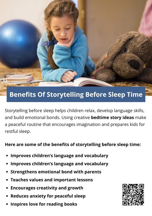 Storytelling before sleep offers many benefits for children. It helps them relax, improves language skills, and strengthens emotional bonds with caregivers. Bedtime story ideas encourage creativity and make the nightly routine enjoyable. This calming activity also reduces anxiety, promotes better sleep, and fosters a lifelong love of reading, making bedtime a special and meaningful time for kids. To know more visit here https://inflationeducation.net/better-bedtime-stories/